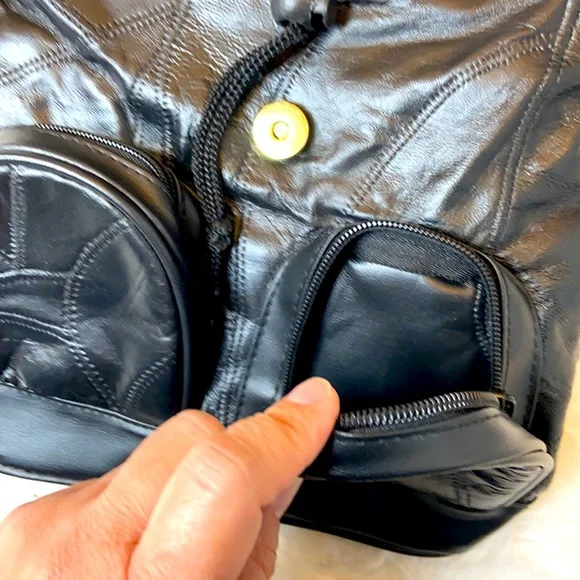 Genuine Leather Black Backpack - Picture 9 of 12